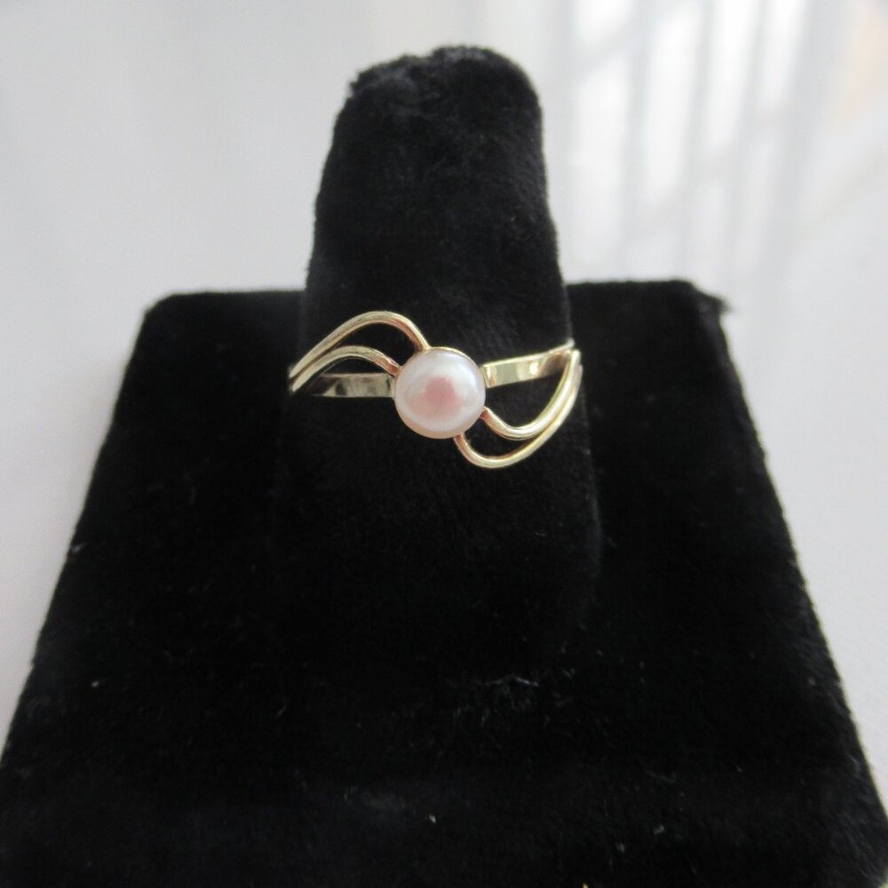Pearl Ring, 585 (14K) Gold, Vintage, 5mm